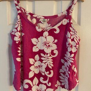 Island Planet Women's Tank Fuchsia Pink Floral Beach Cruise Resort Top Size XL